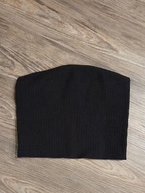 Forever 21 Black Ribbed Strapless Crop Top